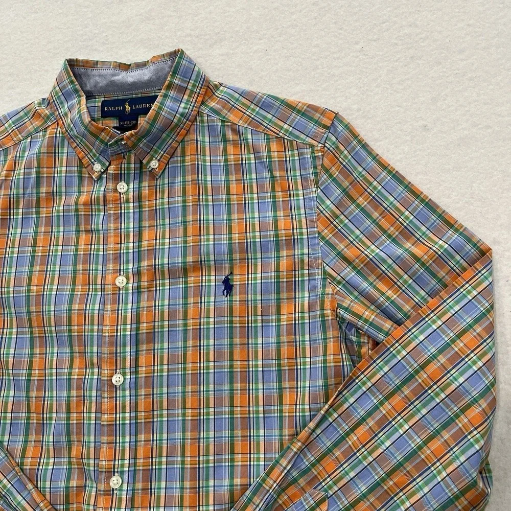 Polo Ralph Lauren Boys XL 18-20 Plaid Cotton Long Sleeve Button Down Shirt